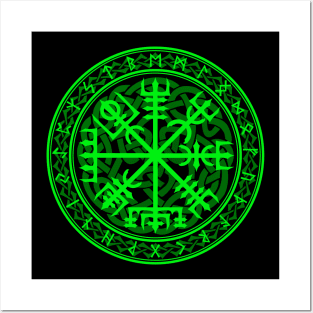 Vegvisir in Green Posters and Art